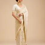 Off White Zariwork Banarasi Silk Saree