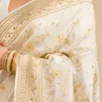 Off White Zariwork Banarasi Silk Saree