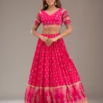 Rani Pink Mirrorwork Satin Readymade Lehenga